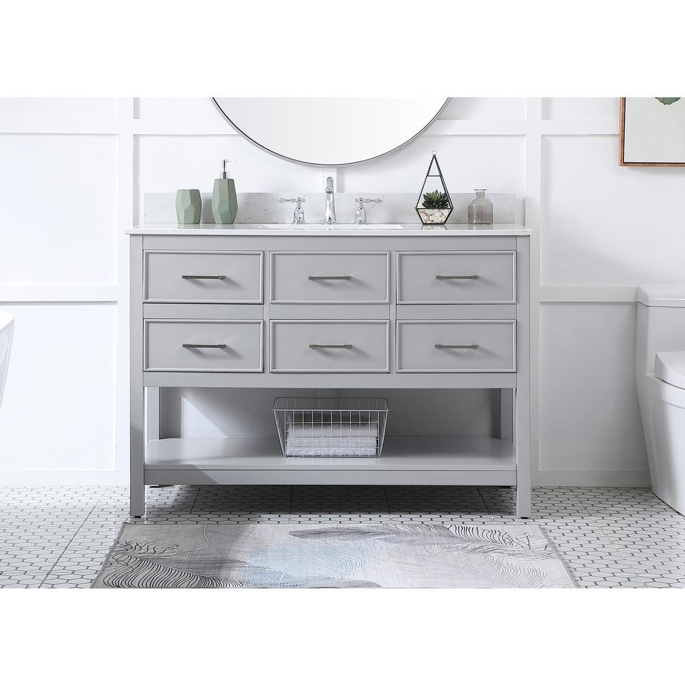 48 inch Single bathroom vanity in gray with backsplash. Picture 14
