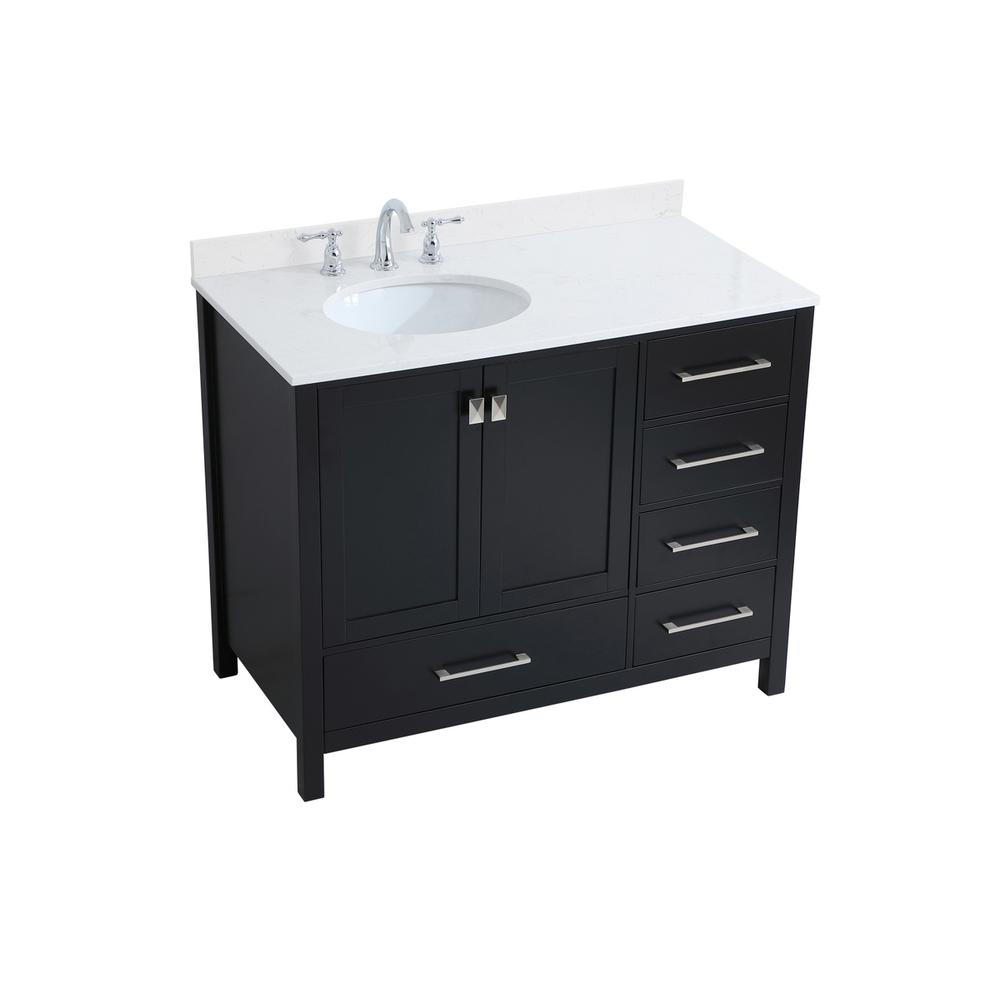 42 inch Single Bathroom Vanity in Black with Backsplash. Picture 8