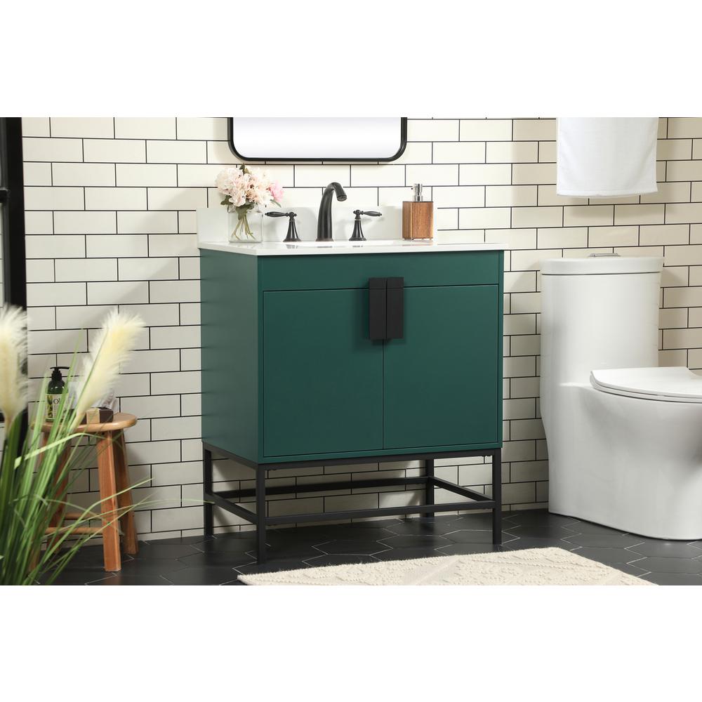 30 inch Single bathroom vanity in green with backsplash. Picture 2