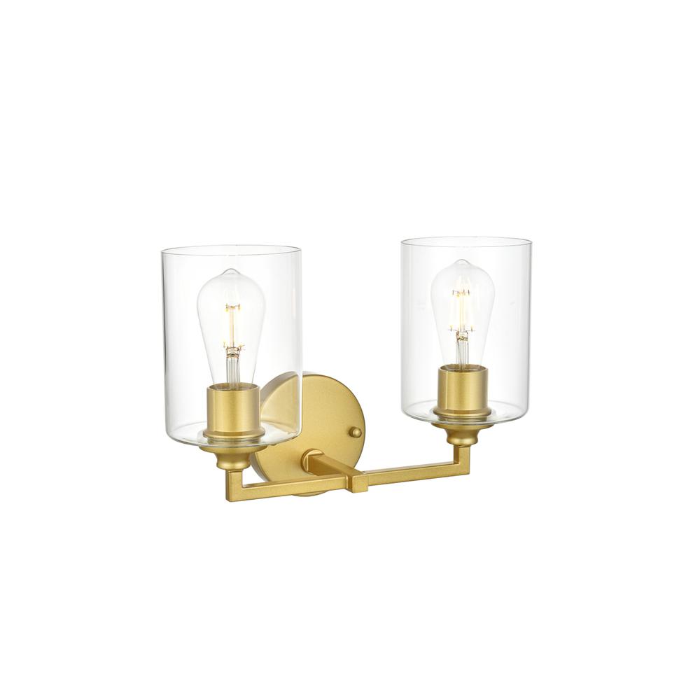 Mayson 2 light Brass and Clear Bath Sconce. Picture 3