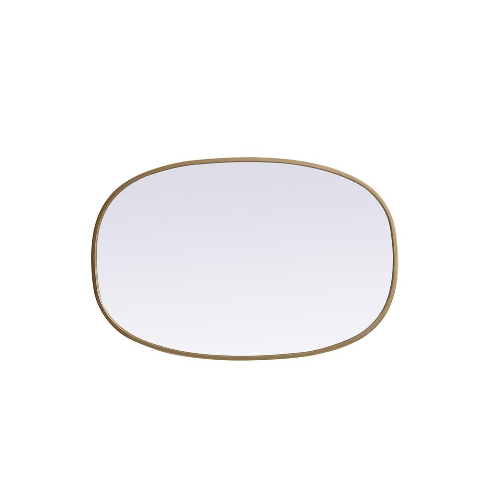 Metal Frame Oval Mirror 20x30 Inch in Brass. Picture 8