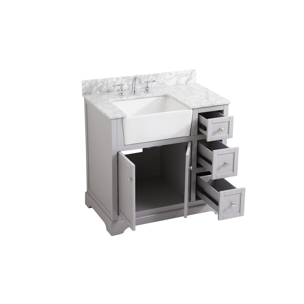 36 inch Single bathroom vanity in grey with backsplash. Picture 9