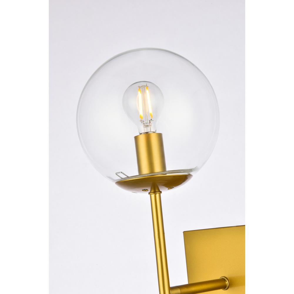 Neri 2 lights brass and clear glass wall sconce. Picture 3