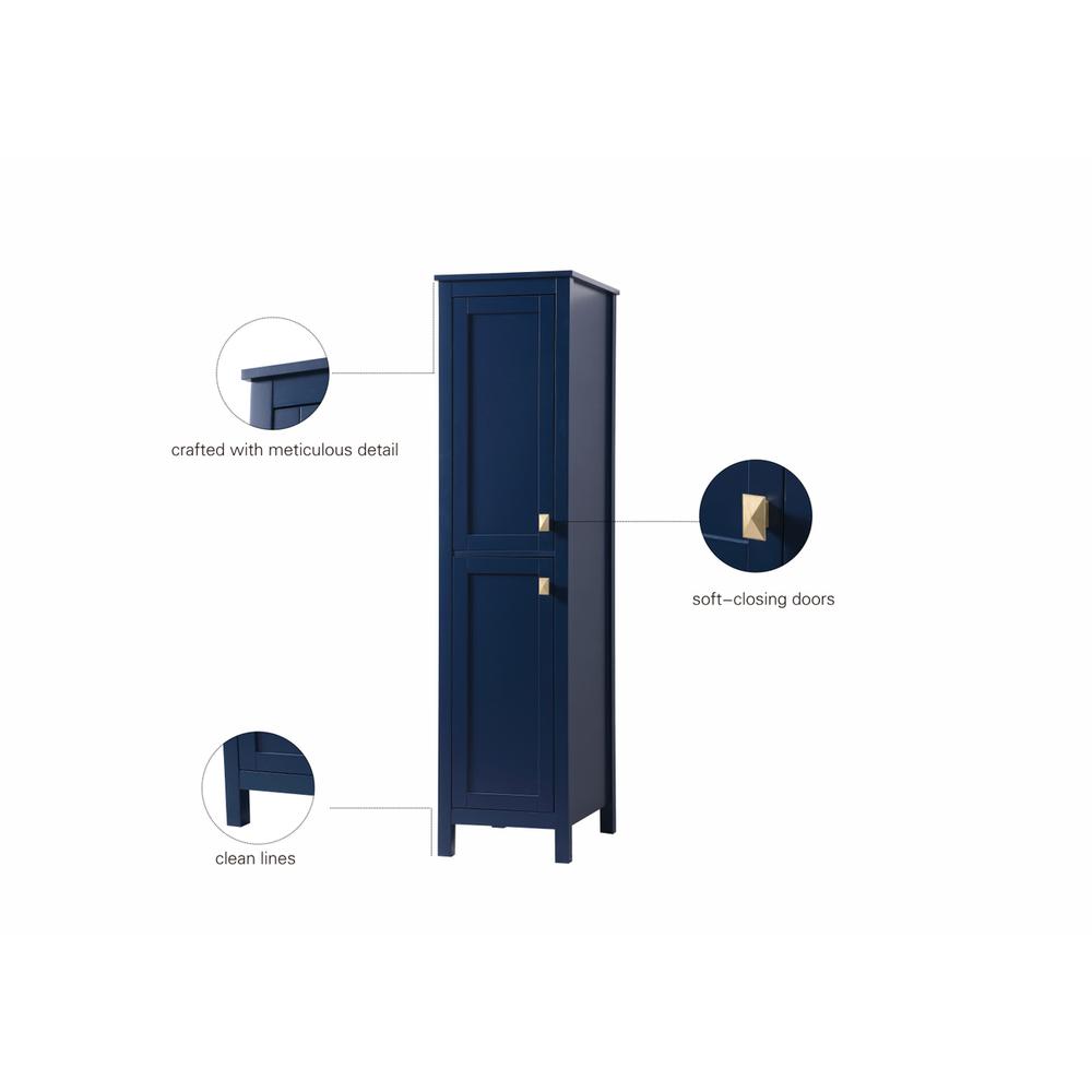 16 Inch Wide Bathroom Linen Storage Freestanding Cabinet In Blue. Picture 11