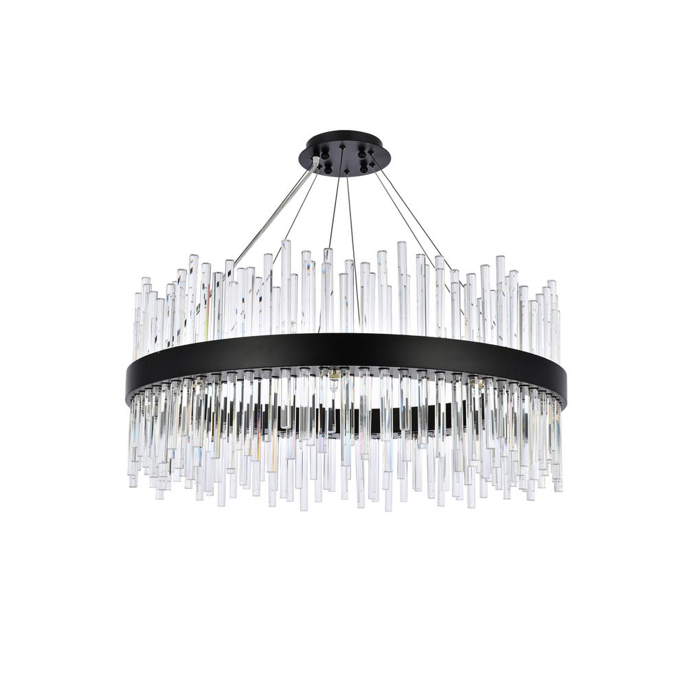 Dallas 32 inch round crystal pendant in black. Picture 6