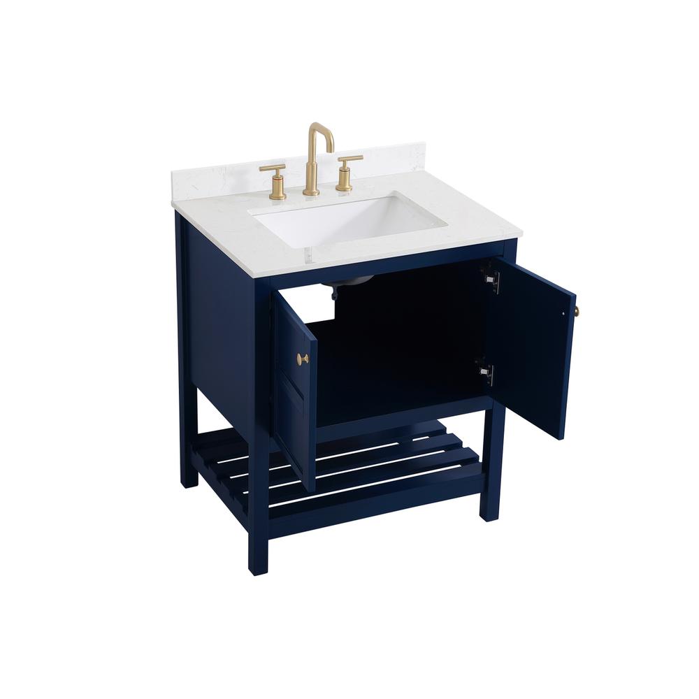 30 inch Single Bathroom Vanity in Blue with Backsplash. Picture 9