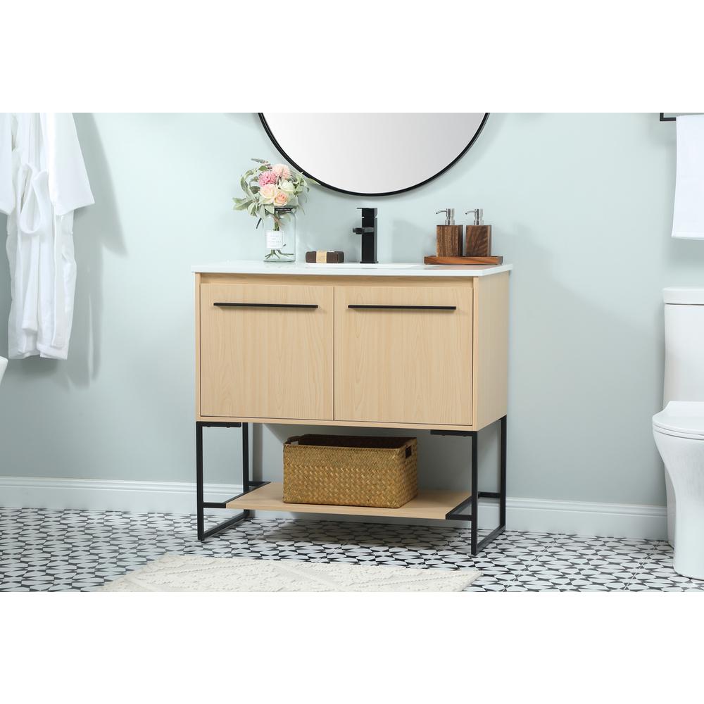 36 inch Single bathroom vanity in maple. Picture 2