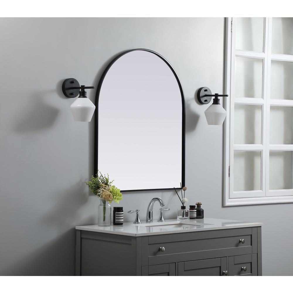 Metal Frame Arch Mirror 30x36 Inch in Black. Picture 2