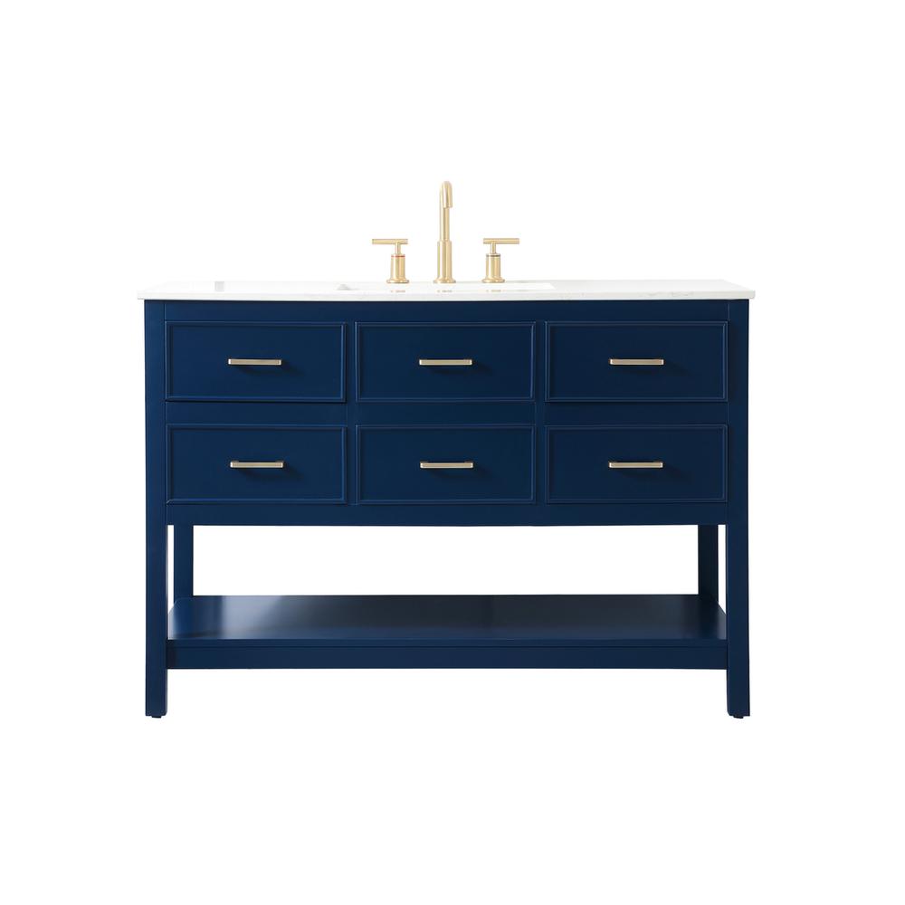 48 inch Single bathroom vanity in blue. Picture 1