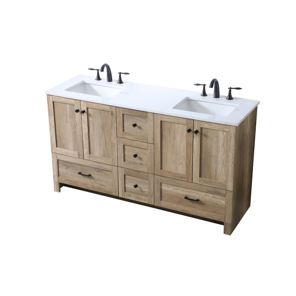 60 Inch Double Bathroom Vanity In Natural Oak. Picture 8