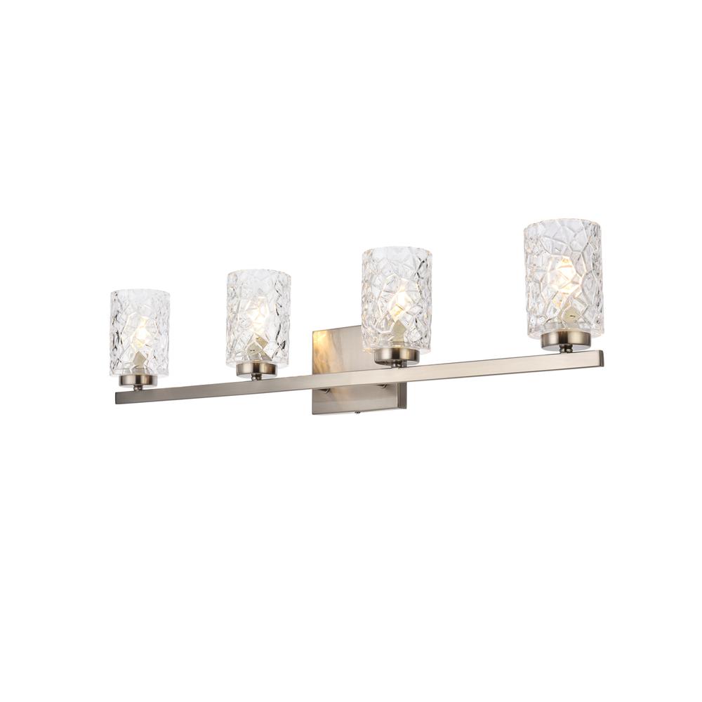 Cassie 4 lights bath sconce in satin nickel with clear shade. Picture 2