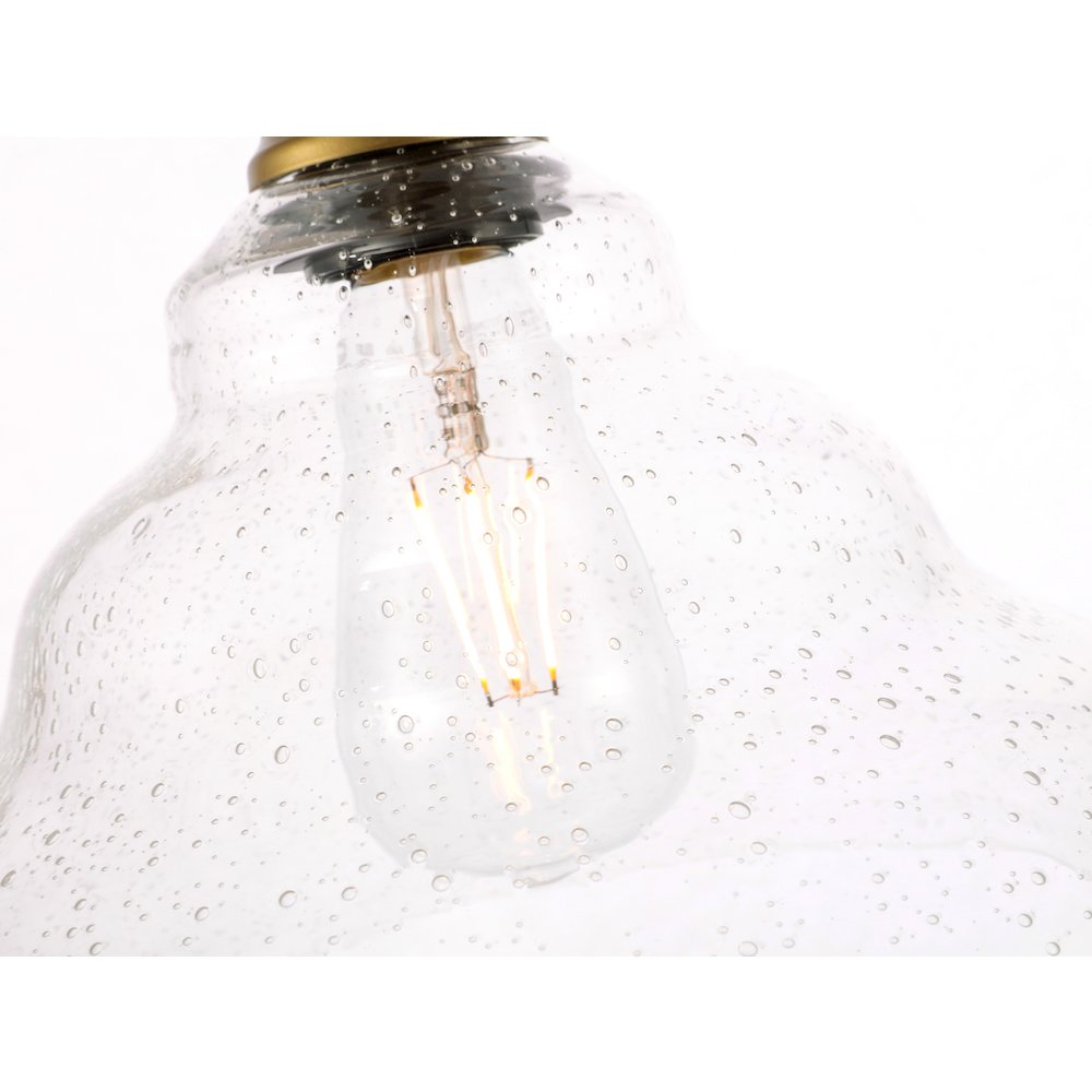 Gil 1 Light Brass And Clear Seeded Glass Pendant. Picture 13