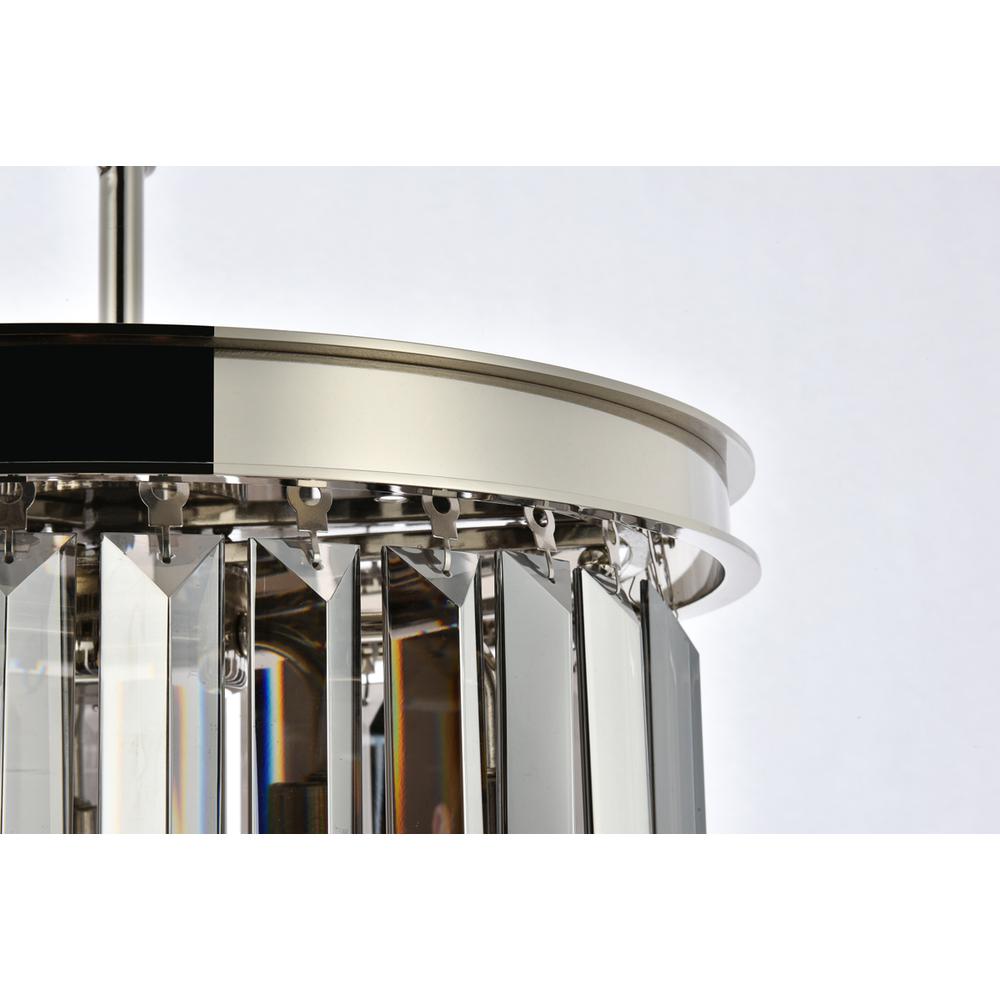 Sydney 3 light polished nickel Pendant Silver Shade (Grey) Royal Cut Crystal. Picture 4