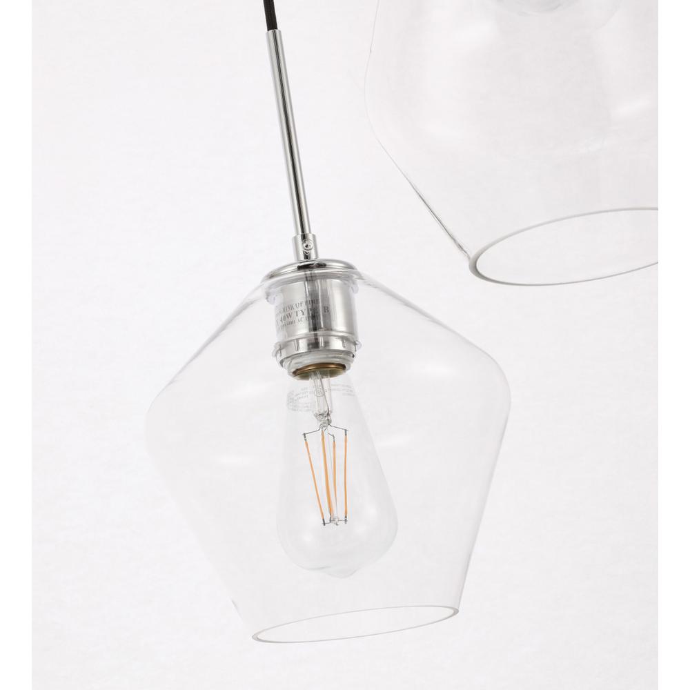 Gene 3 light Chrome and Clear glass pendant. Picture 9