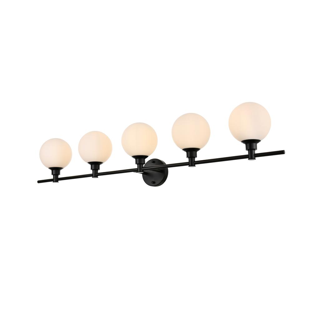Cordelia 5 light Black and frosted white Bath Sconce. Picture 2