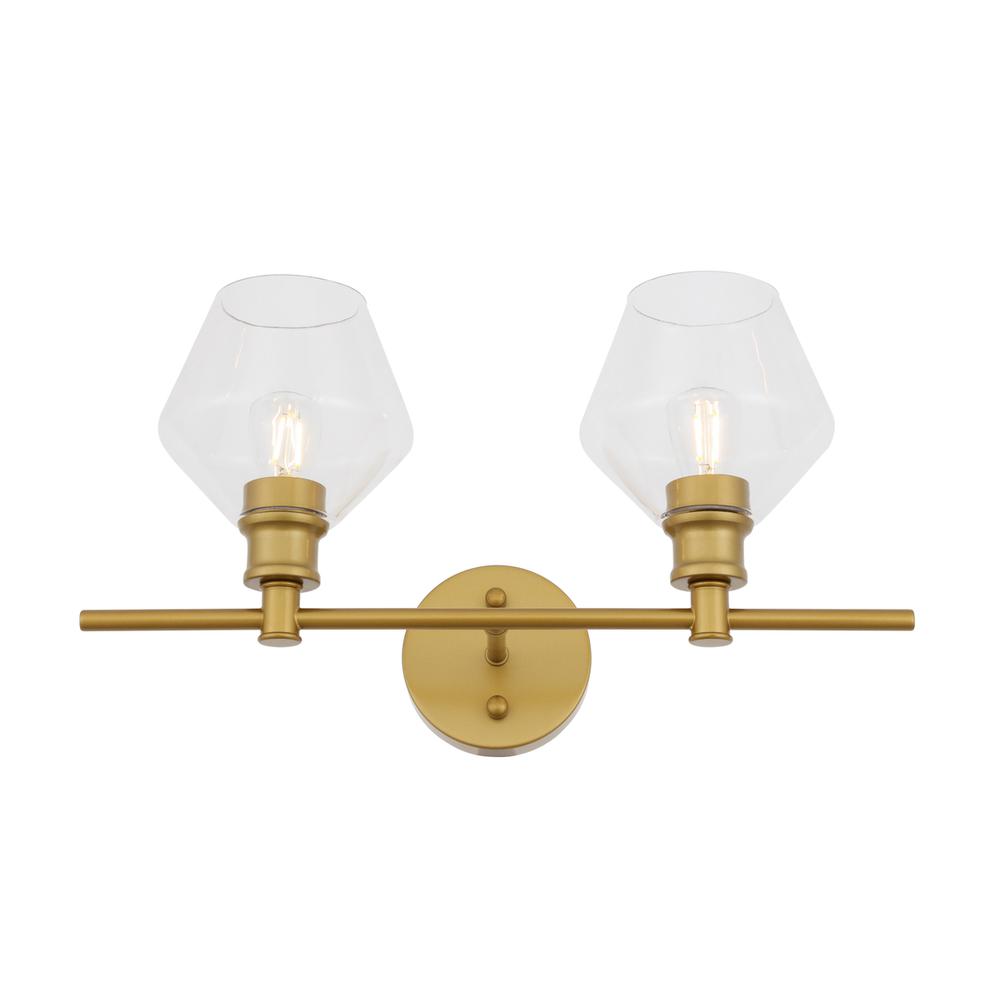 Gene 2 light Brass and Clear glass Wall sconce. Picture 3