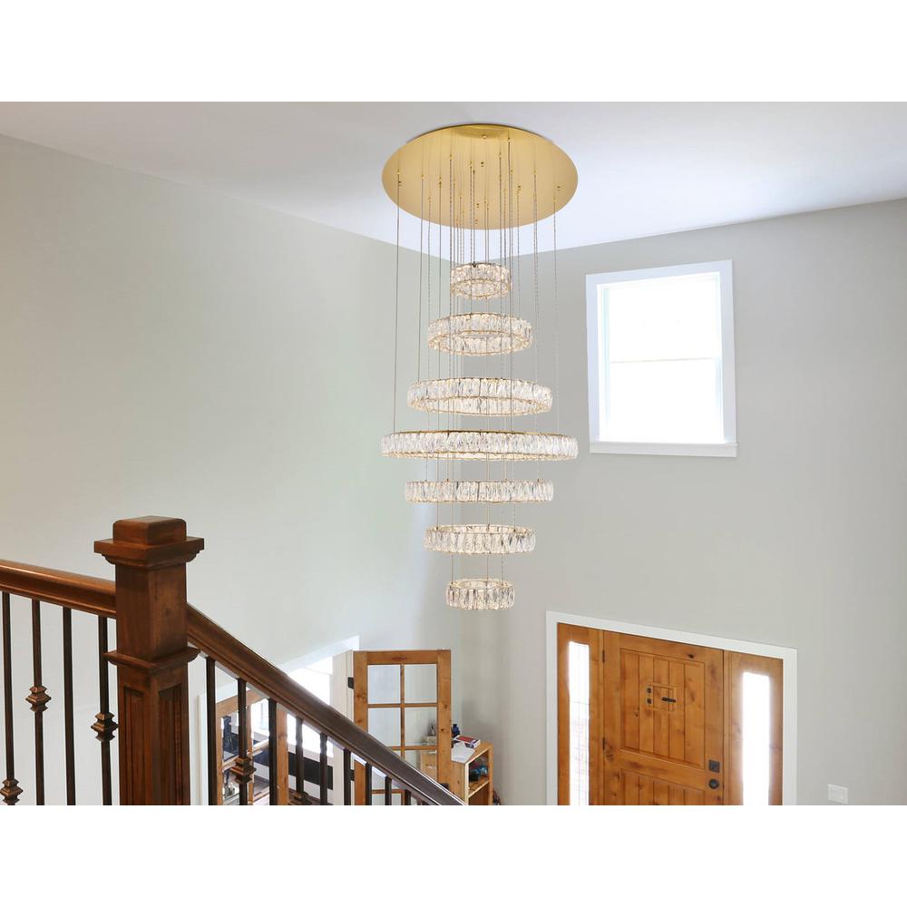 Monroe Integrated LED light Gold Chandelier Clear Royal Cut Crystal. Picture 7