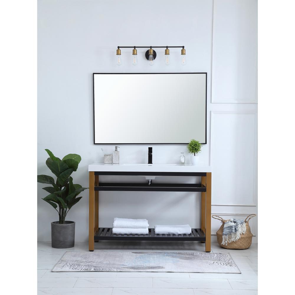 48 inch Single Bathroom Metal Vanity in Golden Black. Picture 5