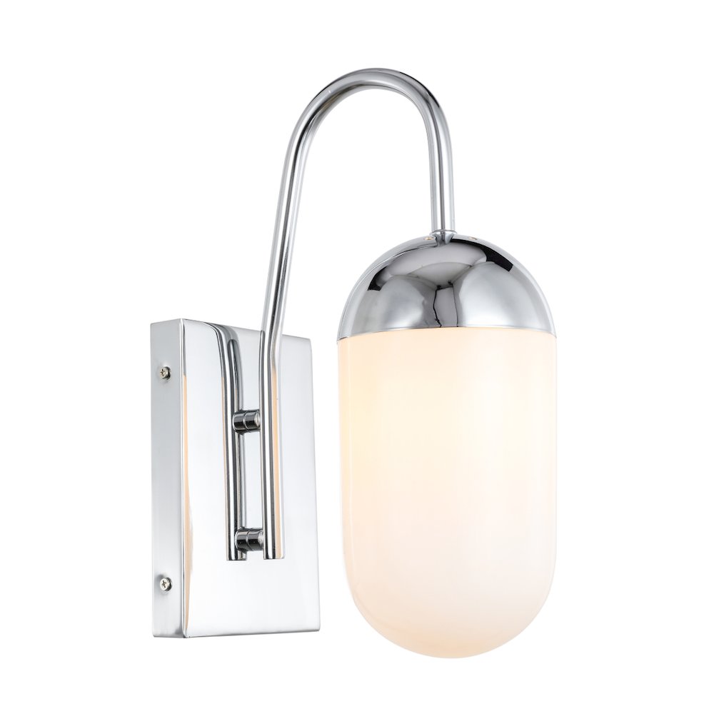 Kace 1 Light Chrome And Frosted White Glass Wall Sconce. Picture 1