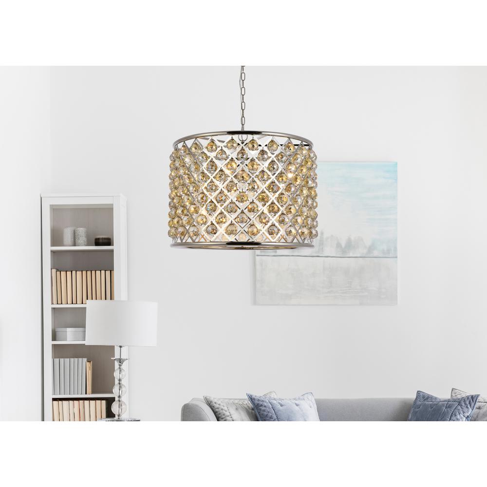 Madison 8 light polished nickel Chandelier Golden Teak (Smoky) Royal Cut Crystal. Picture 7