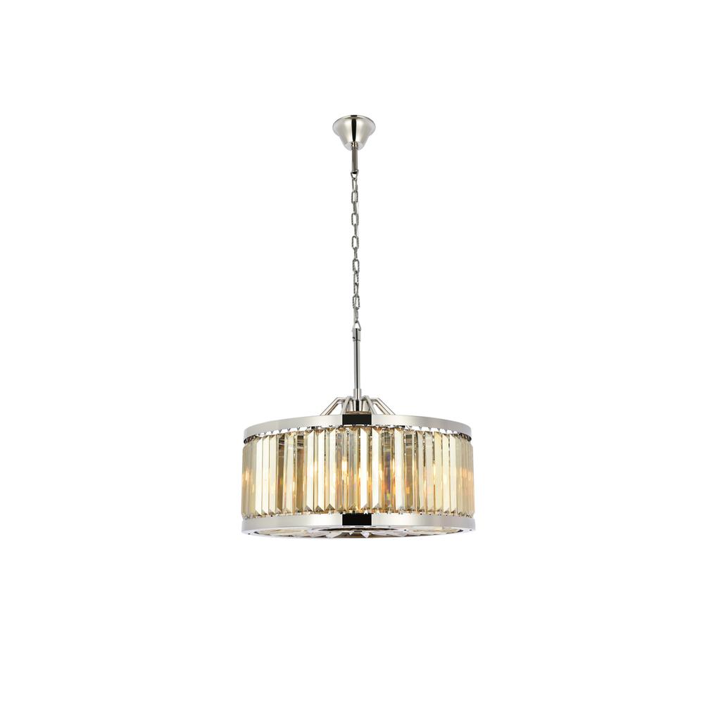 Chelsea 8 light polished nickel Chandelier Golden Teak (Smoky) Royal Cut Crystal. Picture 1