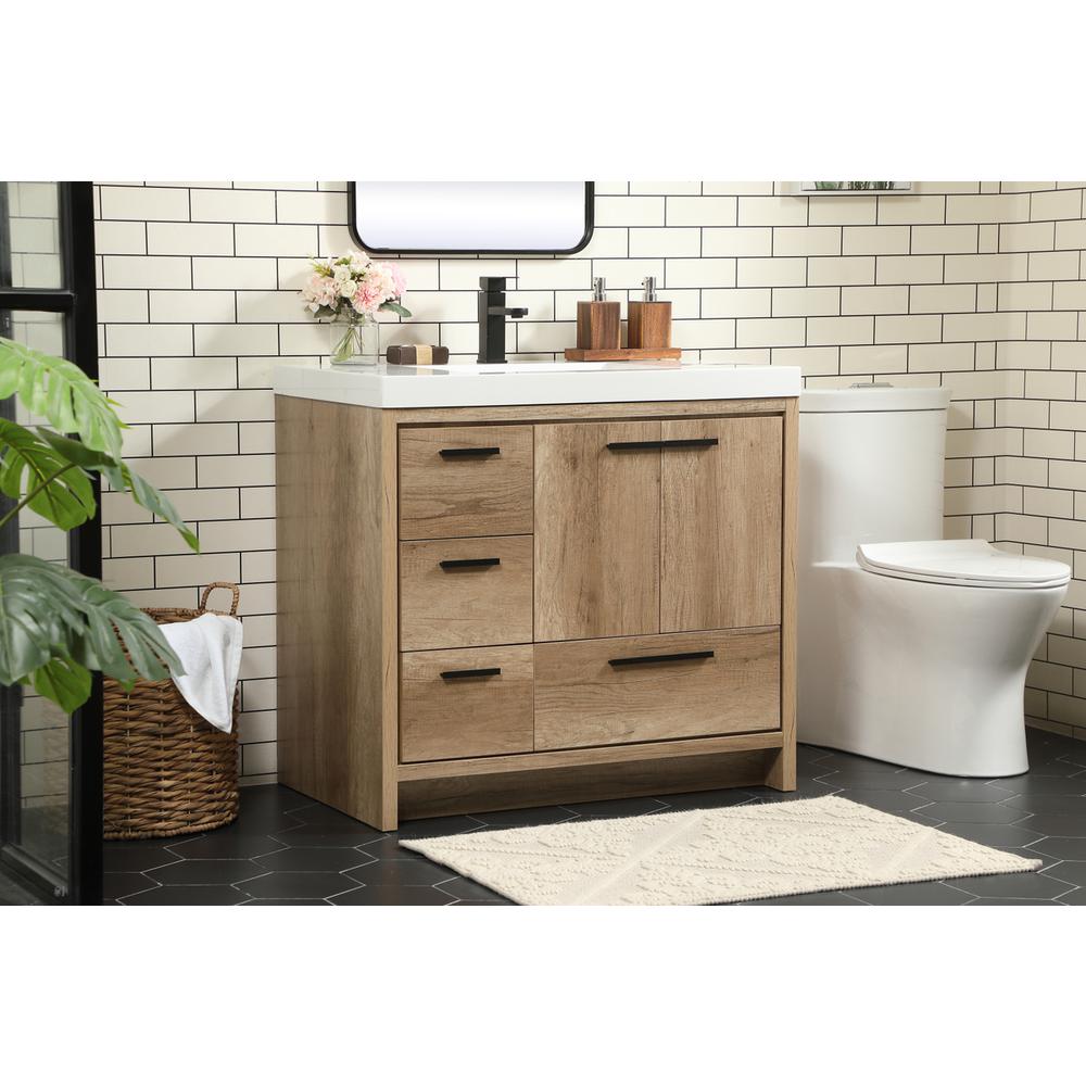36 inch Single bathroom vanity in natural oak. Picture 2