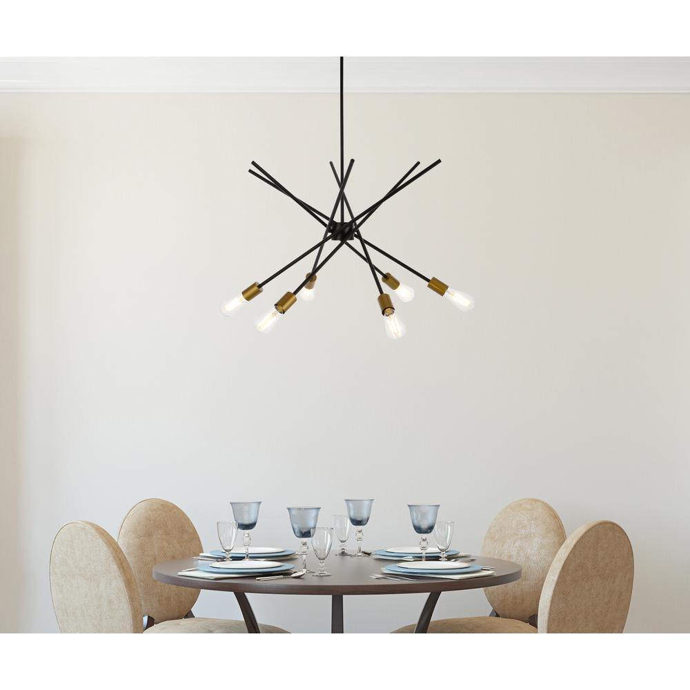 Armin 6 lights pendant in black with brass. Picture 7