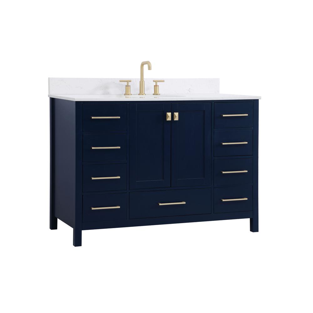 48 inch Single Bathroom Vanity in Blue with Backsplash. Picture 7