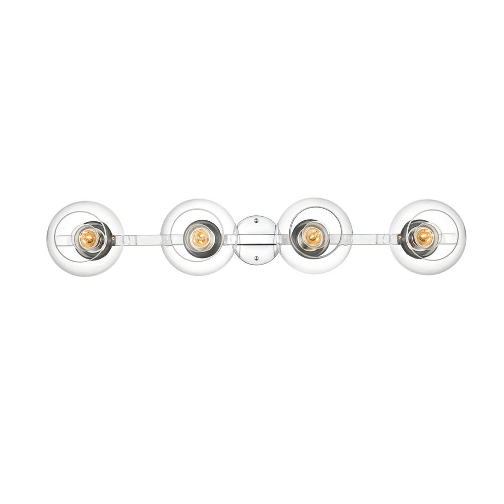Rogelio 4 light Chrome and Clear Bath Sconce. Picture 1