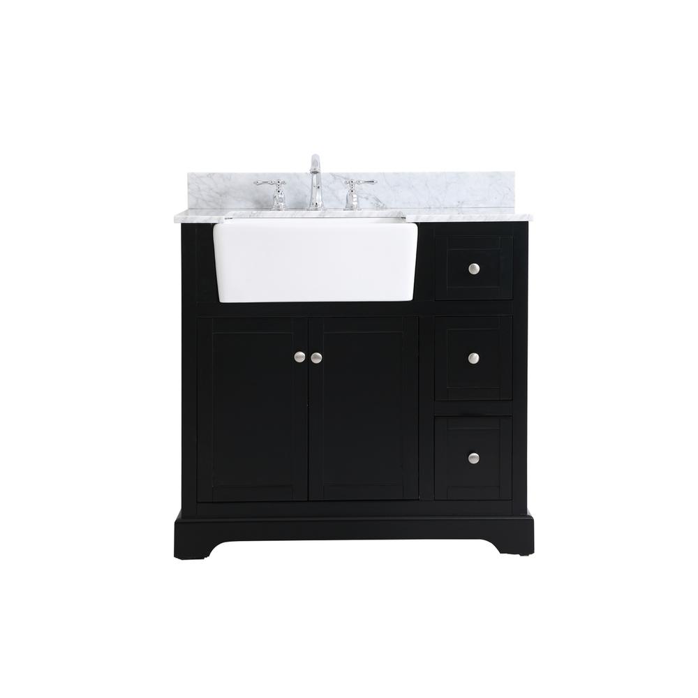 36 inch Single bathroom vanity in black with backsplash. Picture 1
