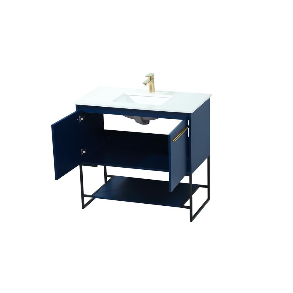 36 inch Single bathroom vanity in blue. Picture 9