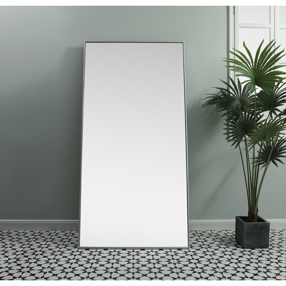 Metal Frame Rectangle Full Length Mirror 36x72 Inch in Silver. Picture 10