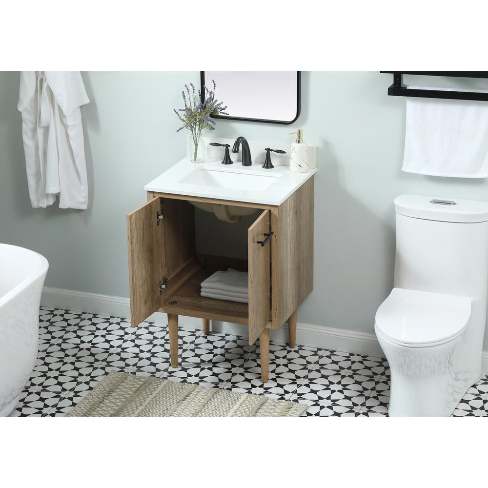 24 inch Single bathroom vanity in natural oak with backsplash. Picture 3