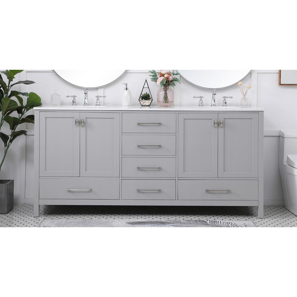72 inch Double Bathroom Vanity in Gray. Picture 14