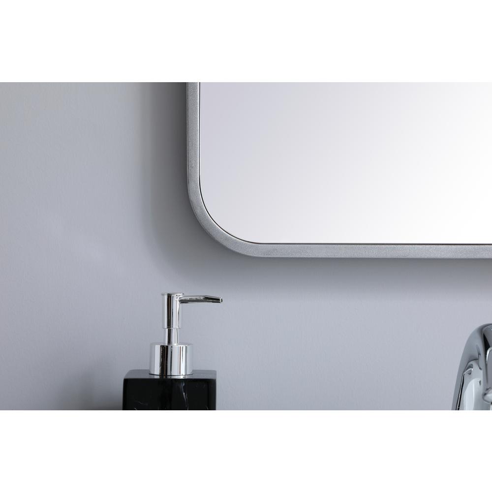 Soft corner metal rectangular mirror 18x36 inch in Silver. Picture 3