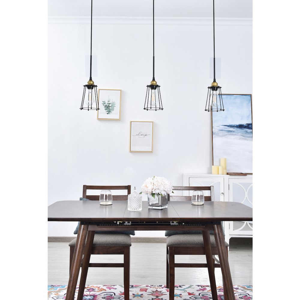 Auspice 3 Light Brass And Black Pendant. Picture 2