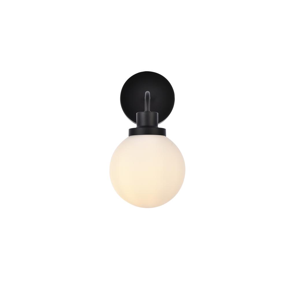 Hanson 1 light bath sconce in black with frosted shade. Picture 1