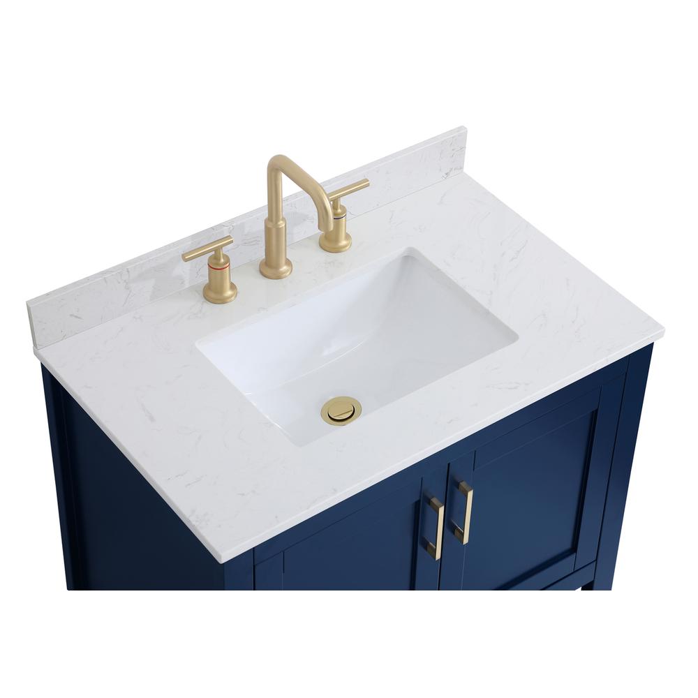 30 inch Single Bathroom Vanity in Blue with Backsplash. Picture 11