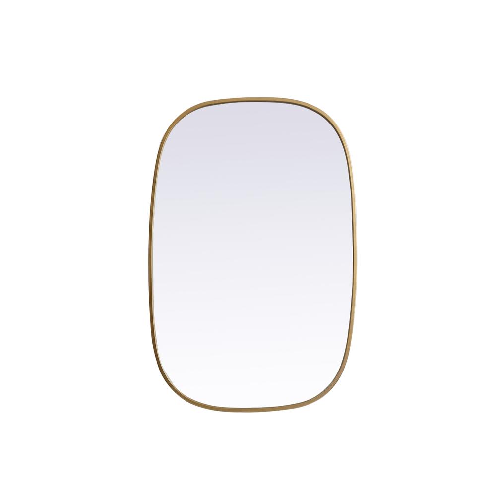 Metal Frame Oval Mirror 24x36 Inch in Brass. Picture 1