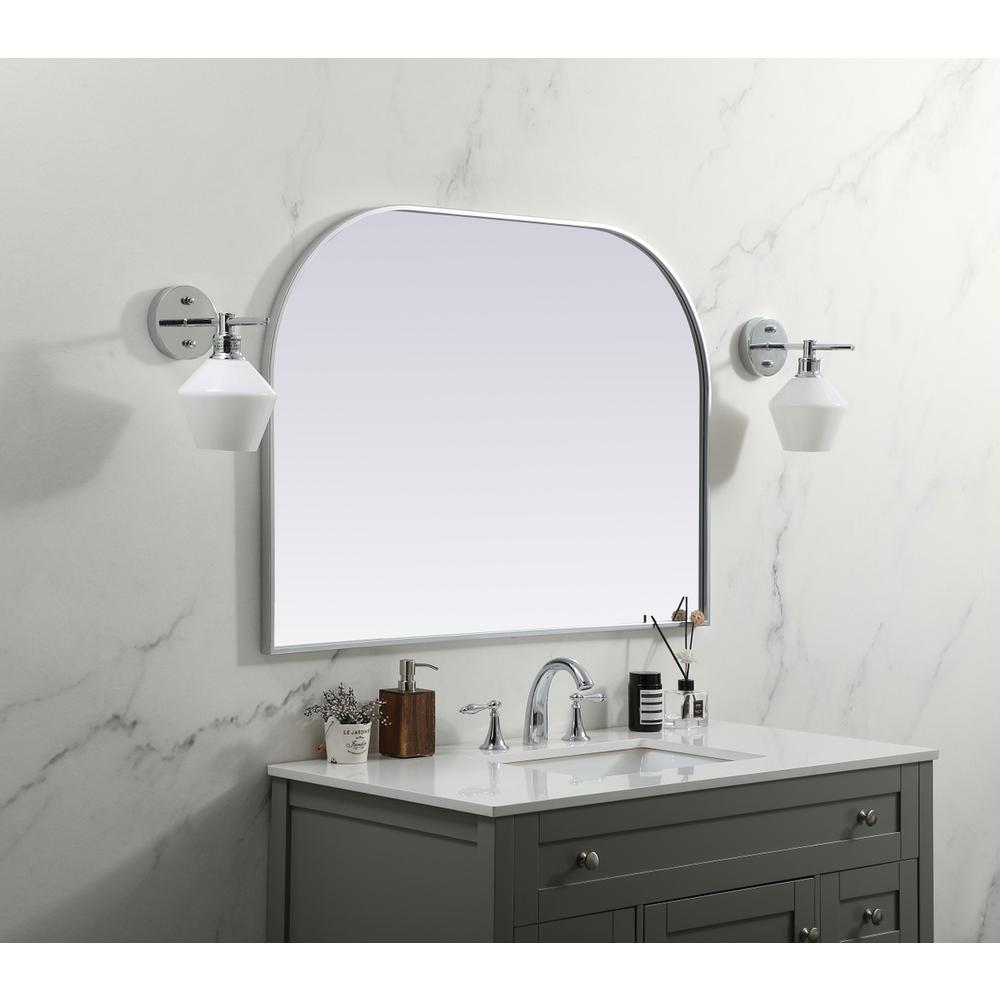 Metal Frame Arch Mirror 42x30 Inch in Silver. Picture 2