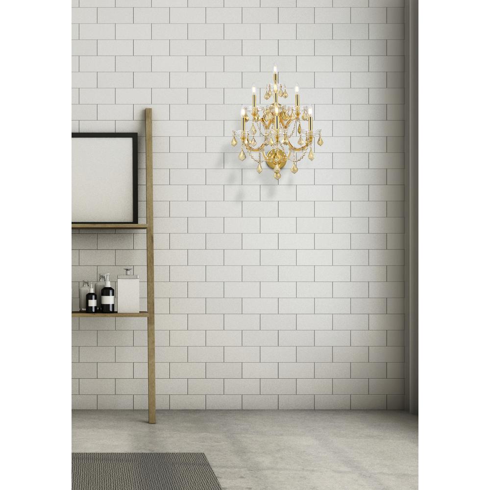 Maria Theresa 7 light Gold Wall Sconce Golden Teak (Smoky) Royal Cut Crystal. Picture 7