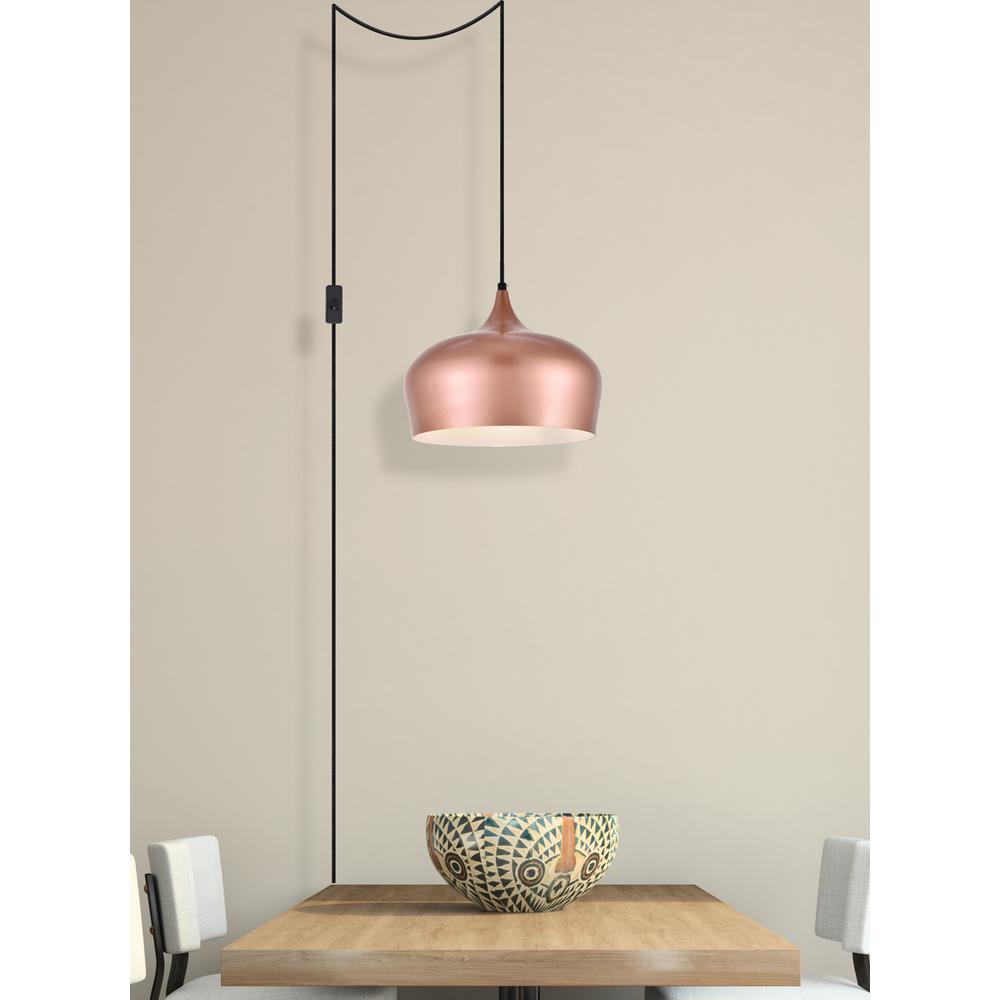 Nora 1 Light honey gold plug-in pendant. Picture 5