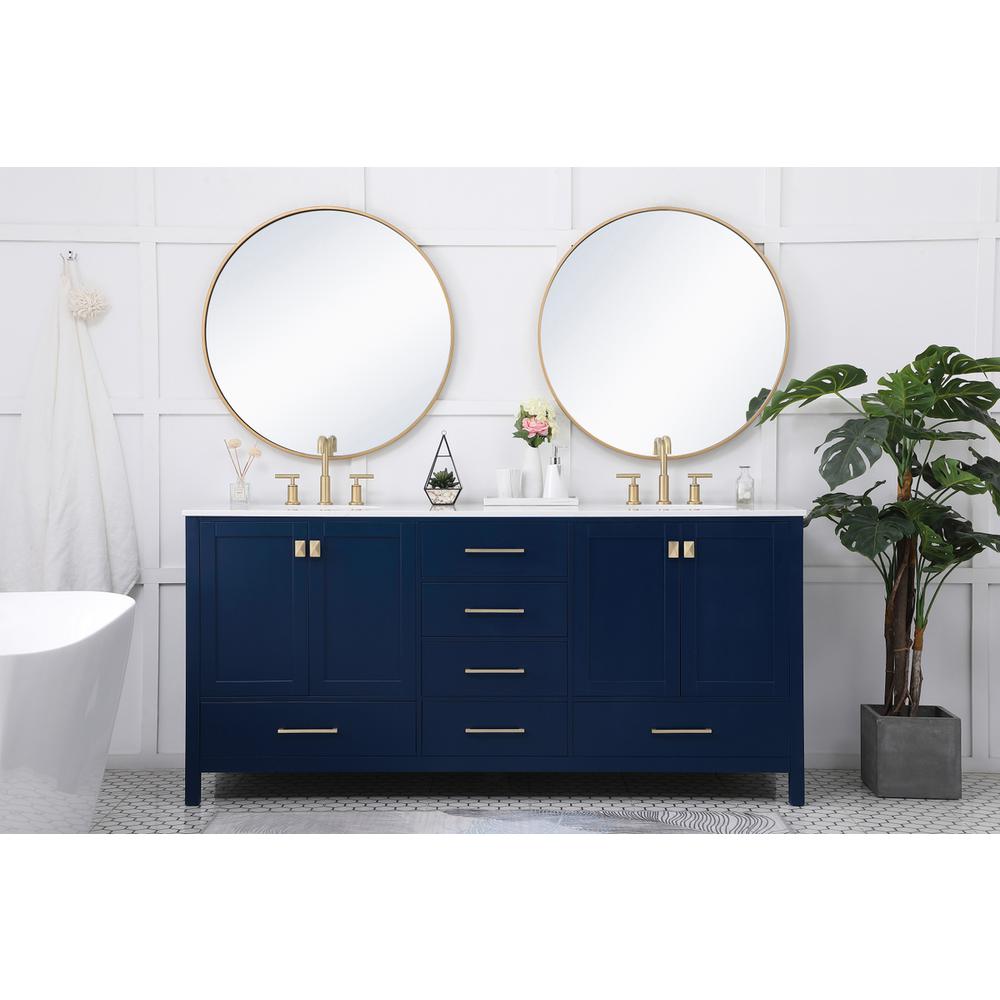 72 inch Double Bathroom Vanity in Blue. Picture 4