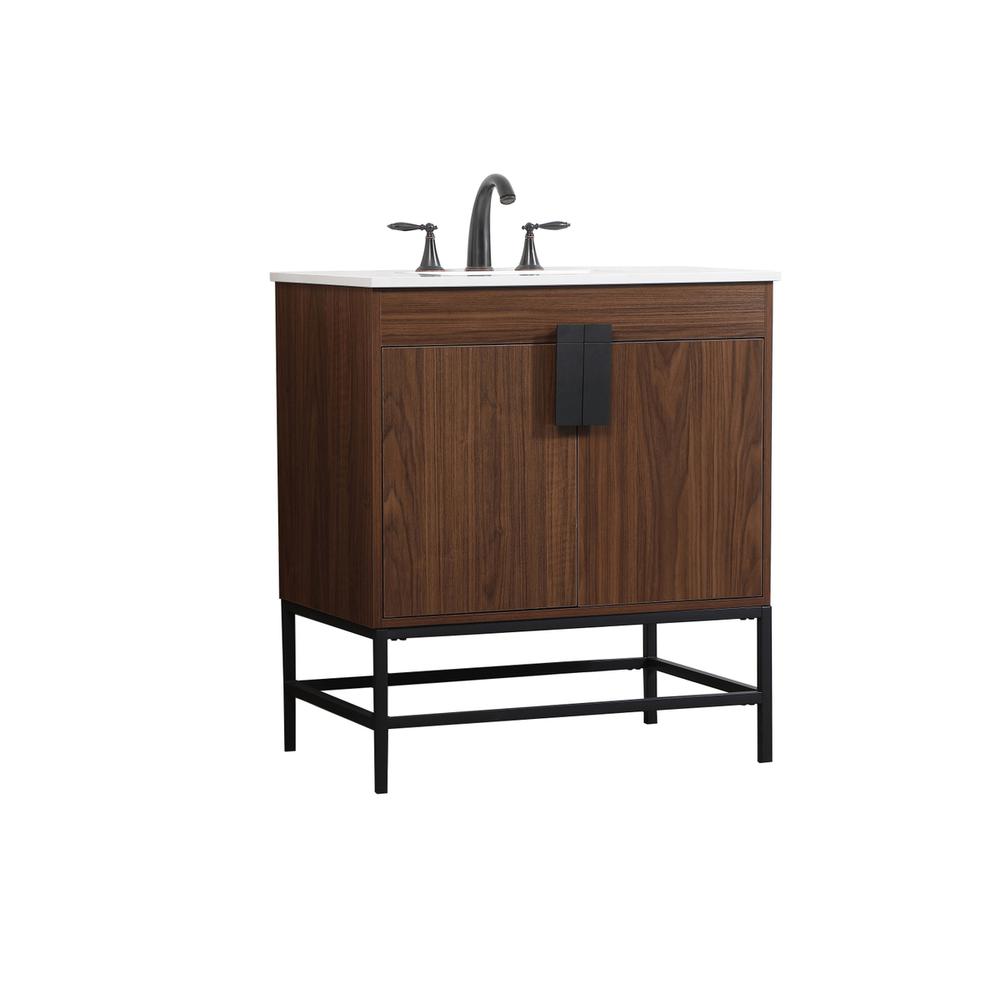 30 inch Single bathroom vanity in walnut. Picture 7