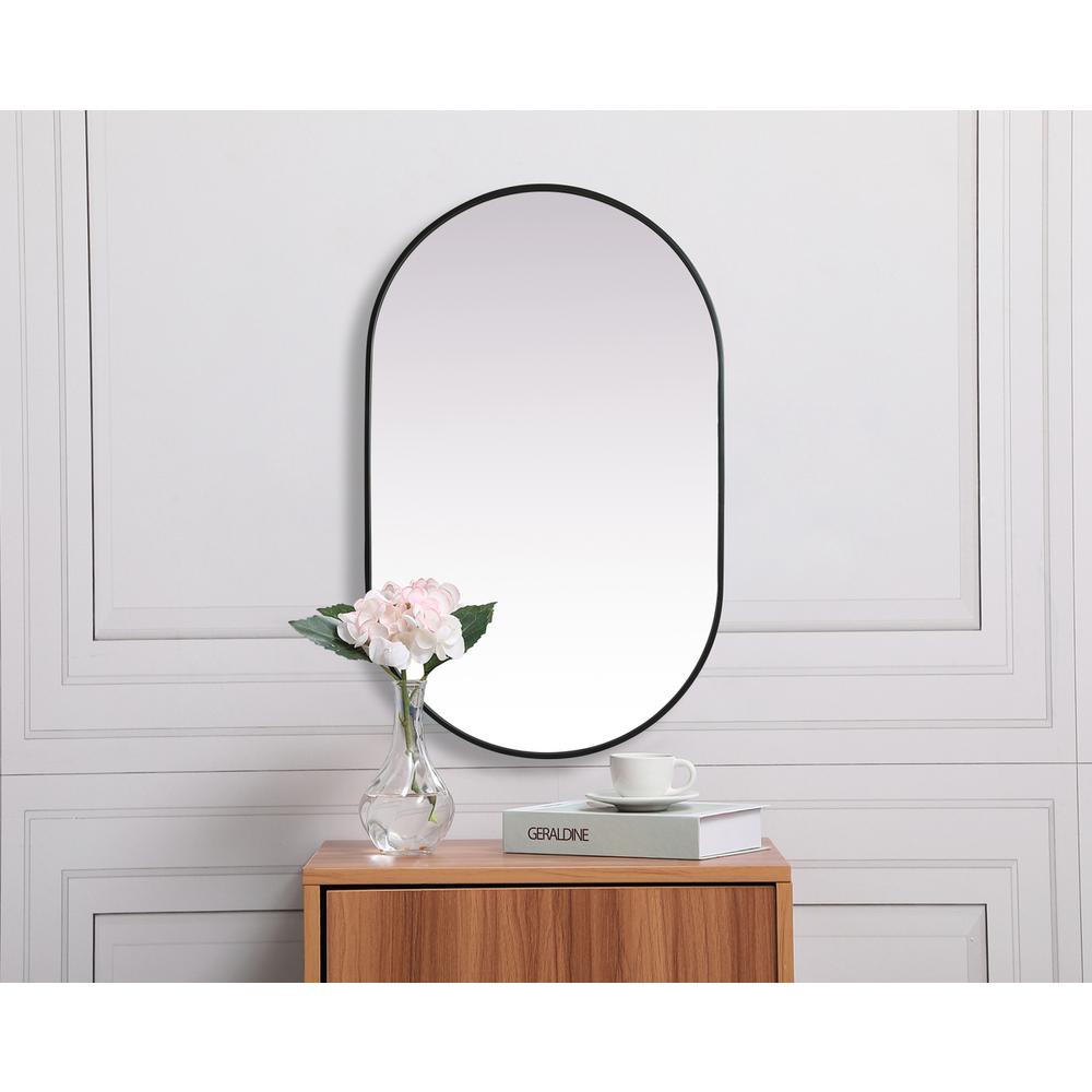 Metal Frame Oval Mirror 30x48 Inch in Black. Picture 4
