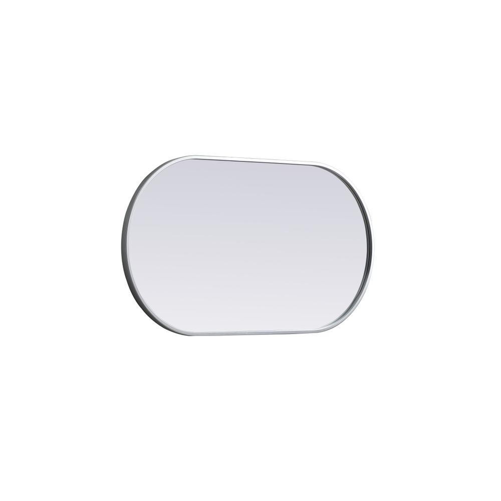 Metal Frame Oval Mirror 20x36 Inch in Silver. Picture 9