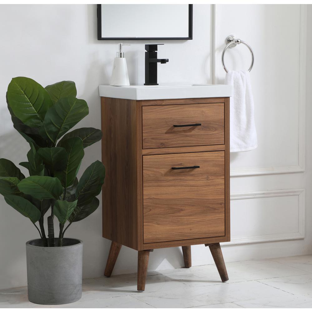 18 inch bathroom vanity in walnut brown. Picture 2