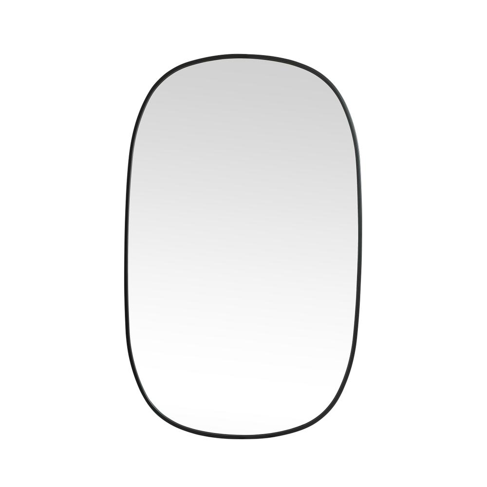 Metal Frame Oval Mirror 30x48 Inch in Black. Picture 1