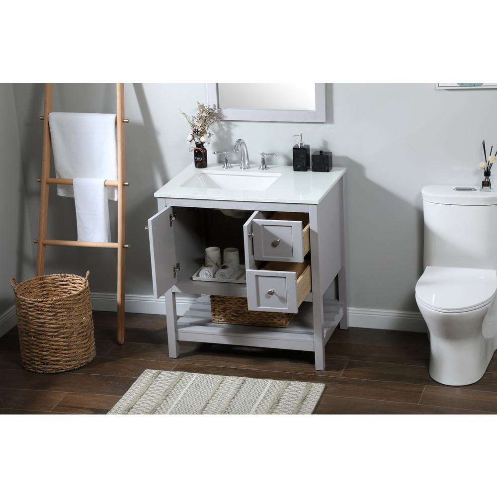 32 inch Single bathroom vanity in grey. Picture 3