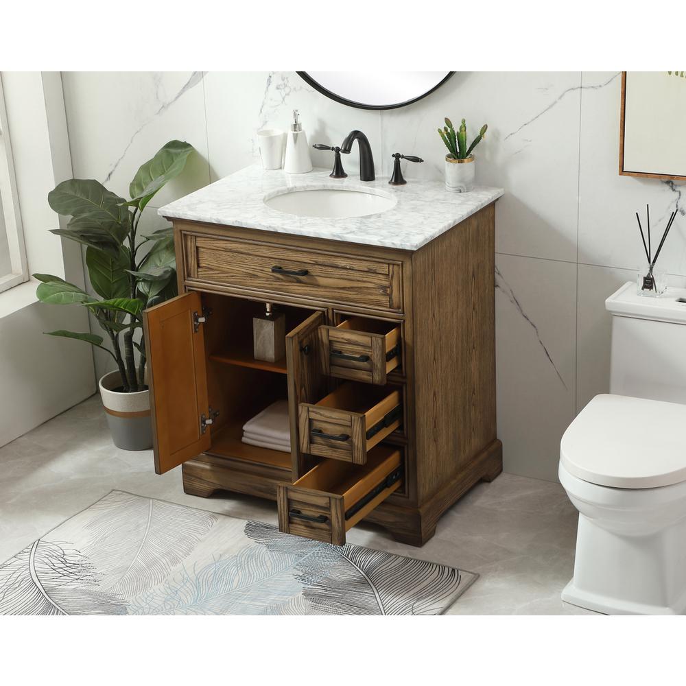 32 inch Single bathroom vanity in driftwood. Picture 3